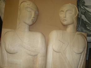 Art Deco Relief with Carved Figures